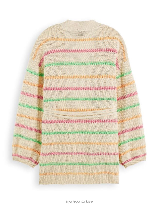 Monsoon kadınlar viski ve soda şeritli belden bağlamalı hırka JH86BT313 Giyim doğal