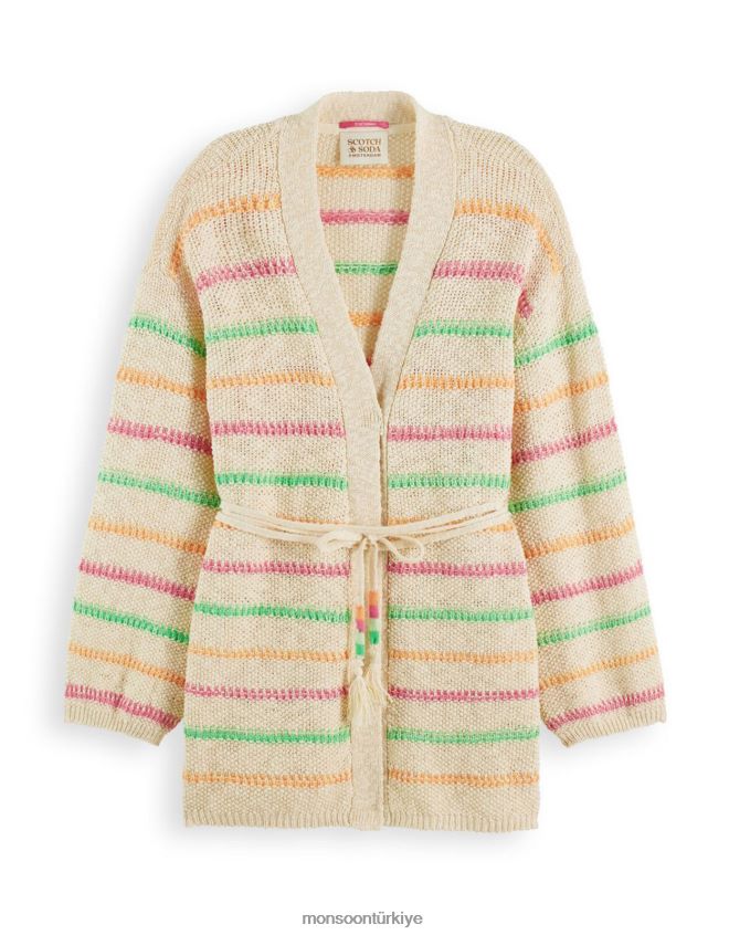 Monsoon kadınlar viski ve soda şeritli belden bağlamalı hırka JH86BT313 Giyim doğal