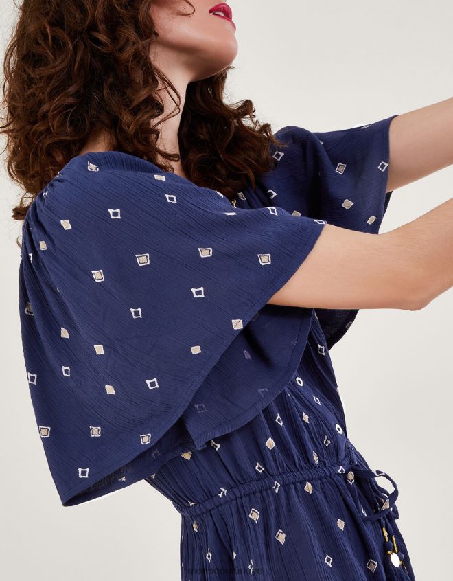 Monsoon kadınlar Lenzing Ecovero\'da motif baskılı tulum JH86BT186 Giyim Mavi Donanma)