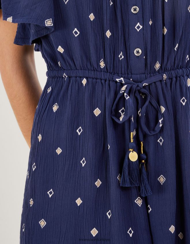 Monsoon kadınlar Lenzing Ecovero\'da motif baskılı tulum JH86BT186 Giyim Mavi Donanma)