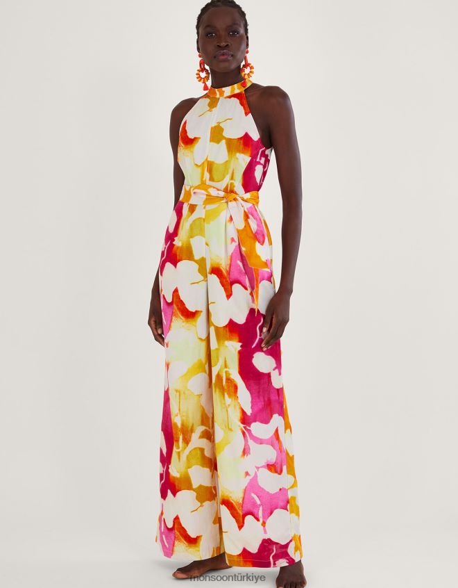 Monsoon kadınlar elaxi soyut desenli tulum JH86BT719 Giyim pembe