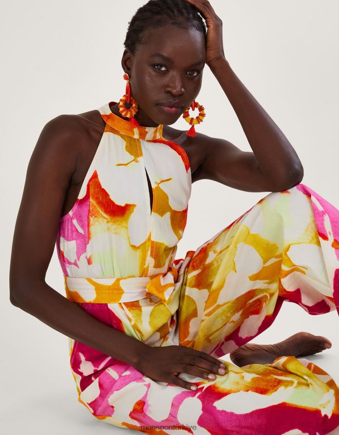 Monsoon kadınlar elaxi soyut desenli tulum JH86BT719 Giyim pembe