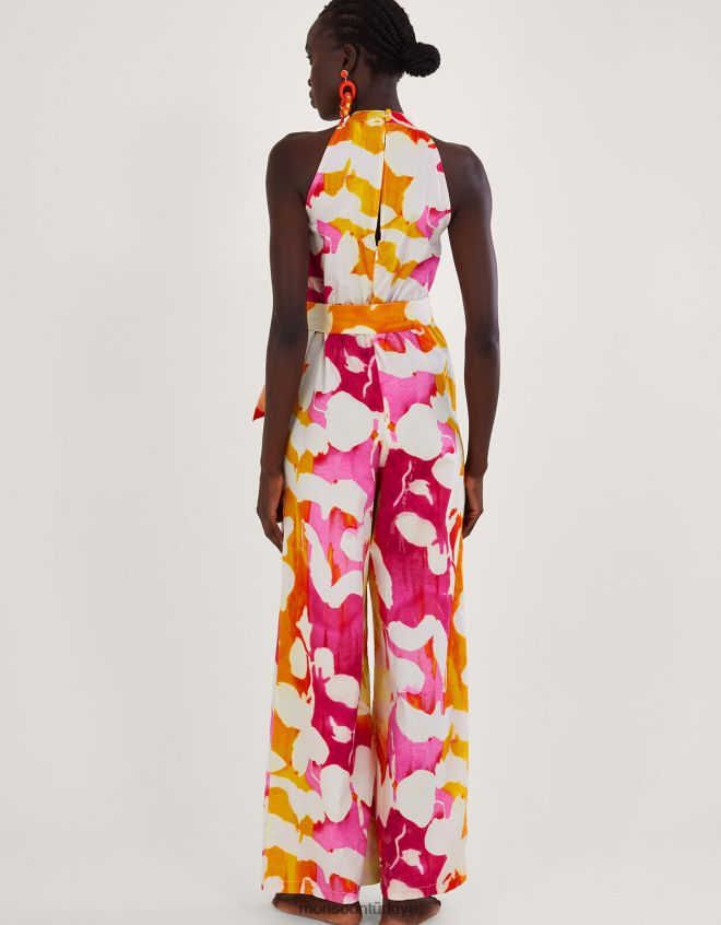 Monsoon kadınlar elaxi soyut desenli tulum JH86BT719 Giyim pembe