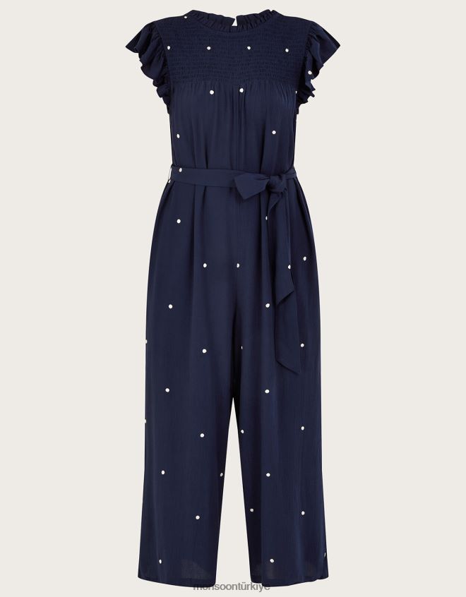 Monsoon kadınlar işlemeli nokta tulum JH86BT439 Giyim Mavi Donanma)