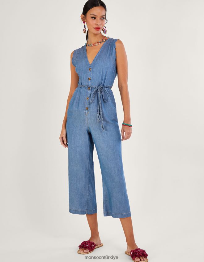 Monsoon kadınlar kemerli denim tulum JH86BT96 Giyim mavi (kot mavisi)