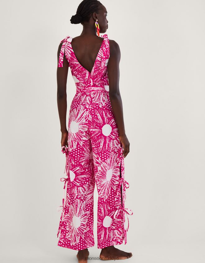 Monsoon kadınlar nava karışık desenli bağcıklı bacak tulum JH86BT258 Giyim pembe