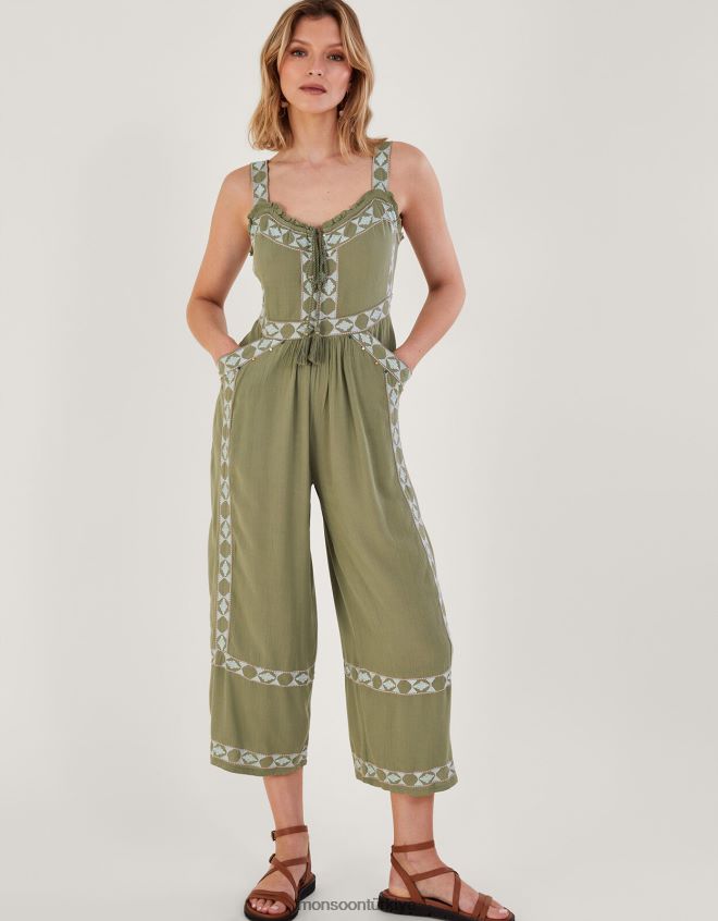 Monsoon kadınlar süslenmiş aztek maxi tulum JH86BT773 Giyim yeşil (haki)