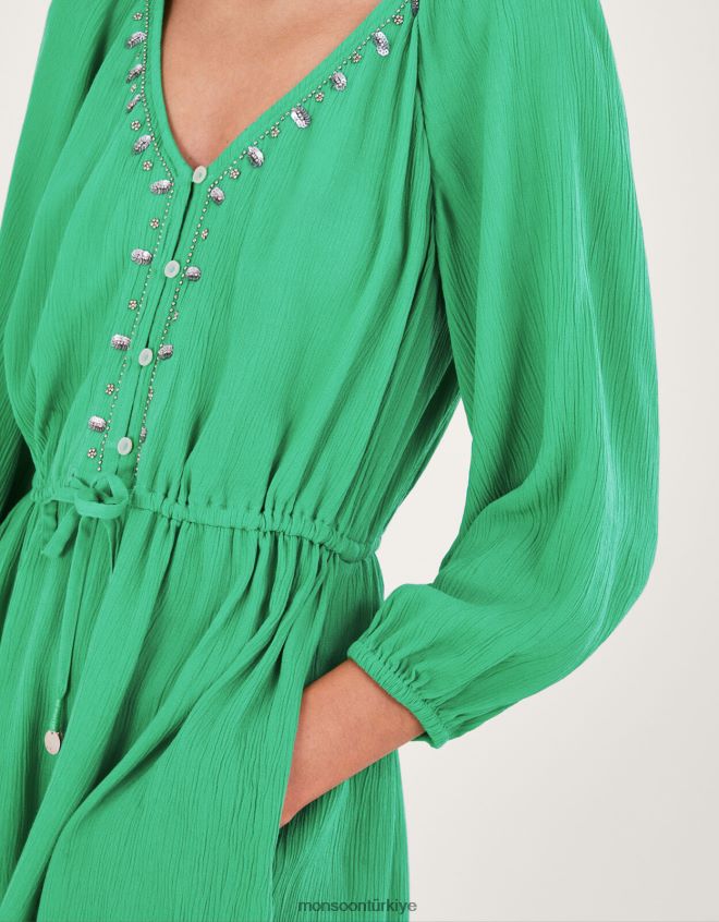 Monsoon kadınlar uzun kollu süslenmiş tulum JH86BT151 Giyim yeşil
