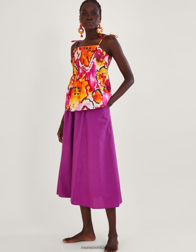 Monsoon kadınlar Chantal pilili desenli cami üstü JH86BT758 Giyim turuncu