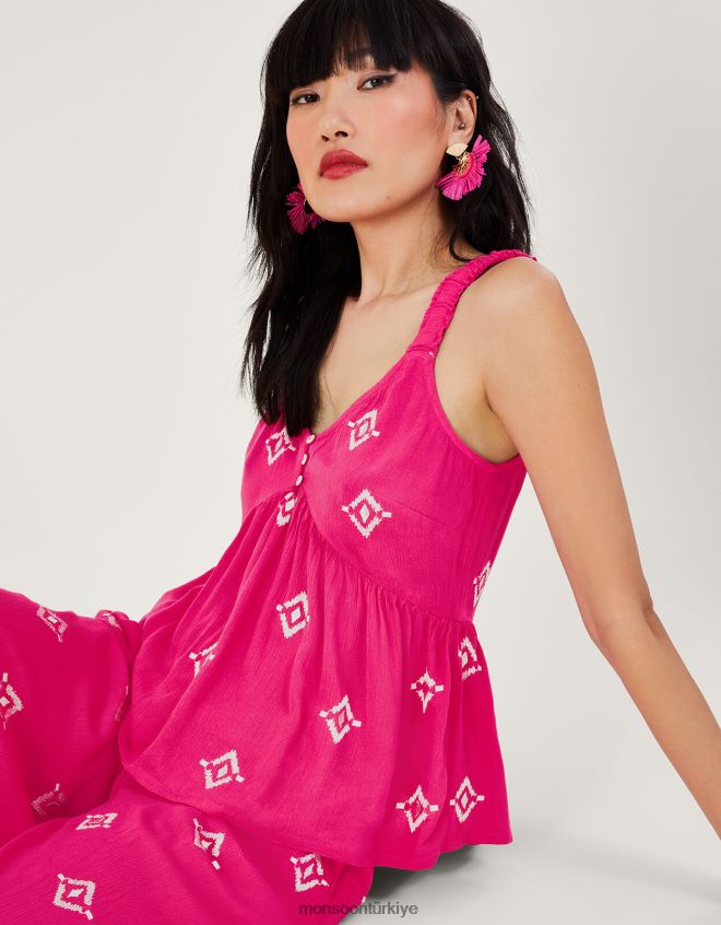 Monsoon kadınlar Lenzing Ecovero'da motif işlemeli cami JH86BT455 Giyim pembe