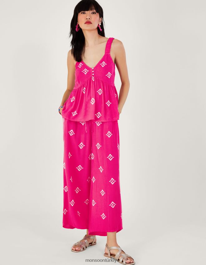 Monsoon kadınlar Lenzing Ecovero\'da motif işlemeli cami JH86BT455 Giyim pembe