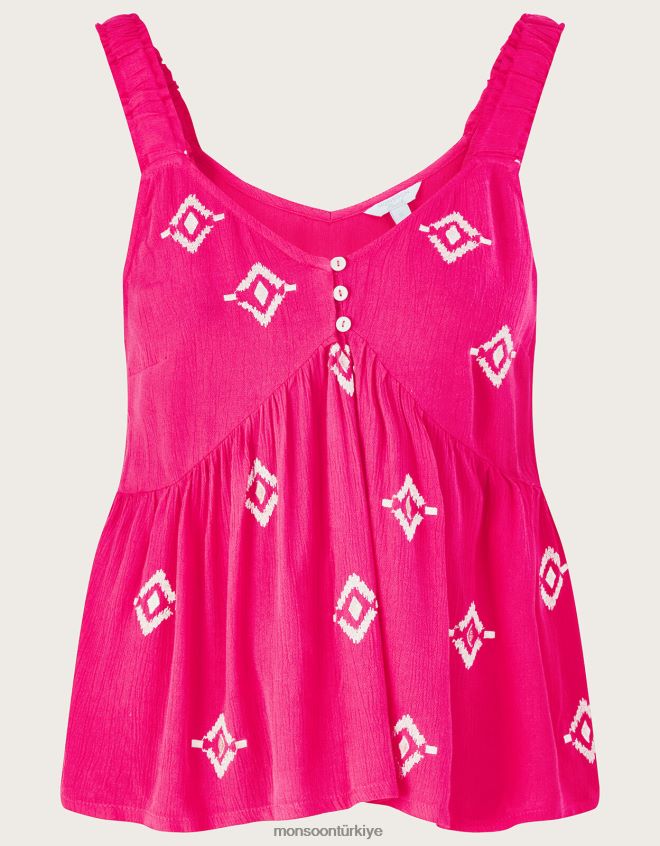 Monsoon kadınlar Lenzing Ecovero\'da motif işlemeli cami JH86BT455 Giyim pembe