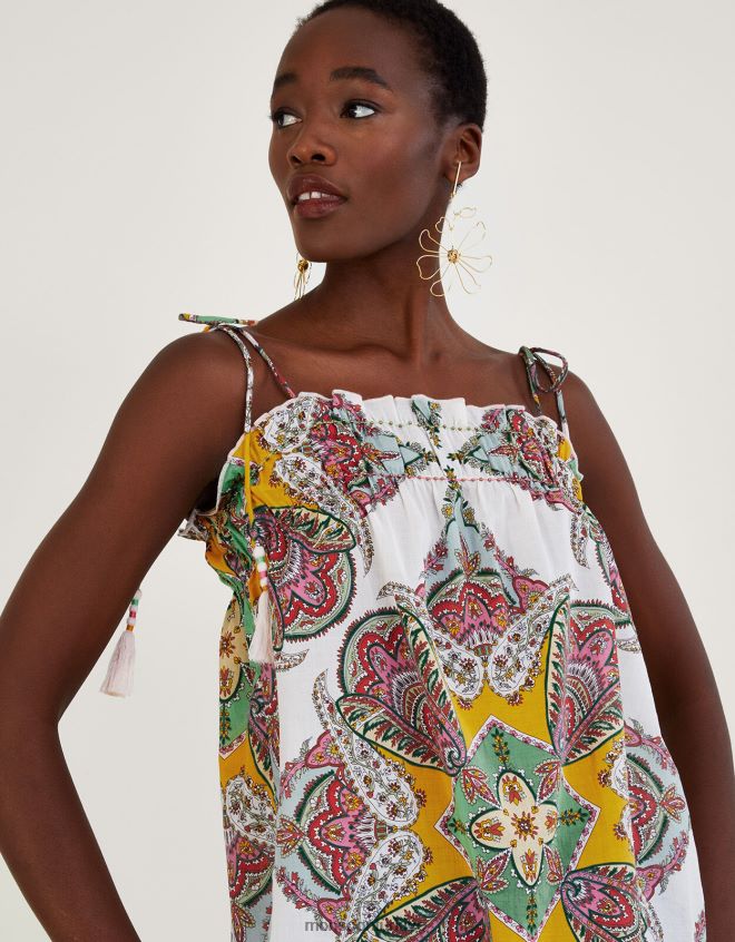 Monsoon kadınlar Sürdürülebilir pamuktan şal desenli eşarp desenli cami JH86BT614 Giyim çok