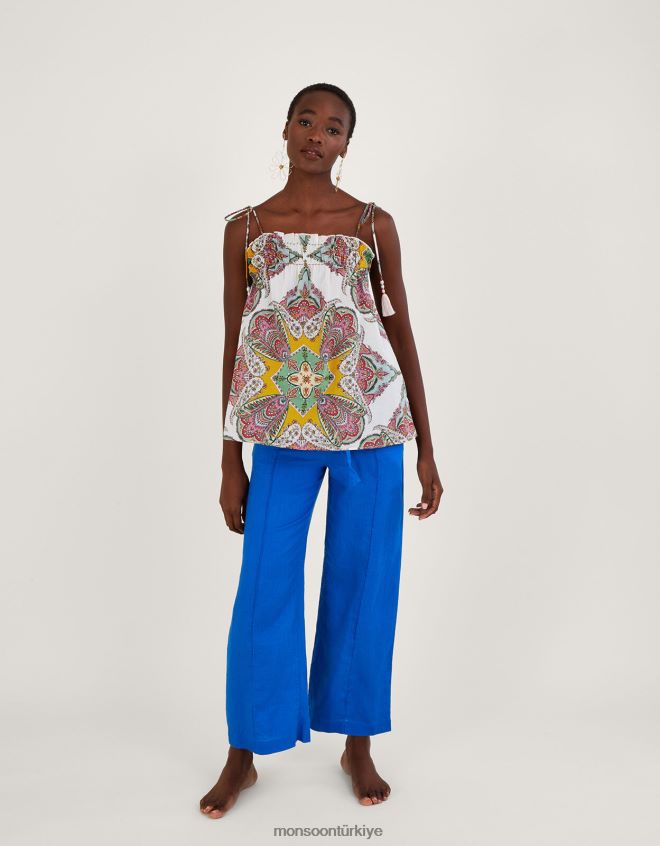 Monsoon kadınlar Sürdürülebilir pamuktan şal desenli eşarp desenli cami JH86BT614 Giyim çok