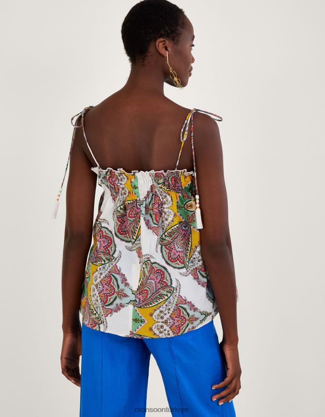 Monsoon kadınlar Sürdürülebilir pamuktan şal desenli eşarp desenli cami JH86BT614 Giyim çok