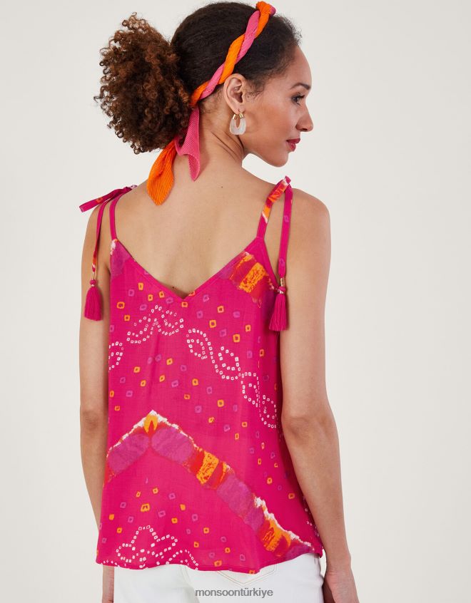 Monsoon kadınlar bandhani boya cami üst JH86BT465 Giyim pembe