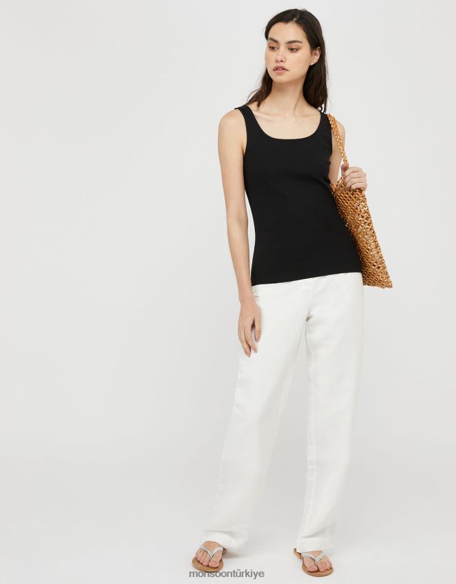 Monsoon kadınlar bridey kare yaka jarse yelek JH86BT1163 Giyim siyah