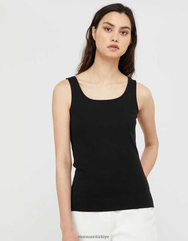 Monsoon kadınlar bridey kare yaka jarse yelek JH86BT1163 Giyim siyah