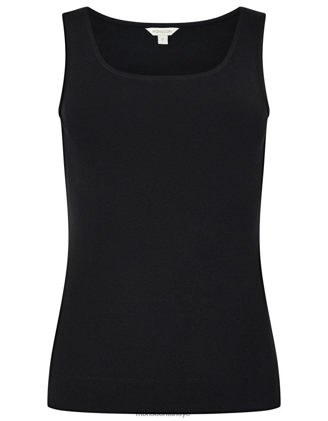 Monsoon kadınlar bridey kare yaka jarse yelek JH86BT1163 Giyim siyah