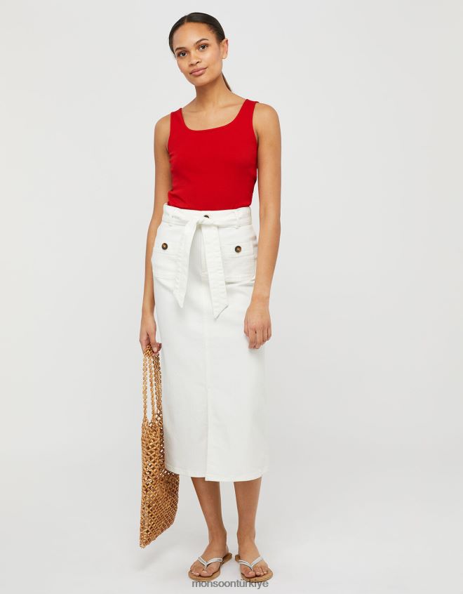 Monsoon kadınlar bridey kare yaka jarse yelek JH86BT1172 Giyim kırmızı