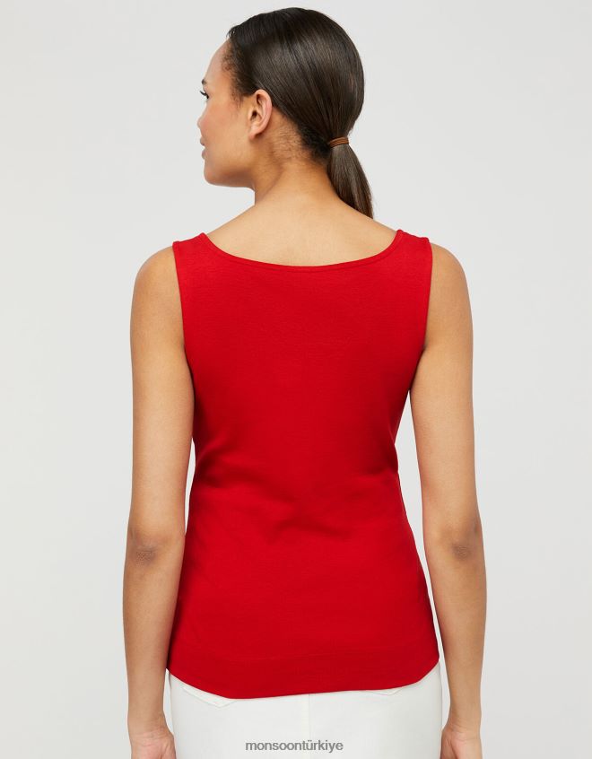 Monsoon kadınlar bridey kare yaka jarse yelek JH86BT1172 Giyim kırmızı