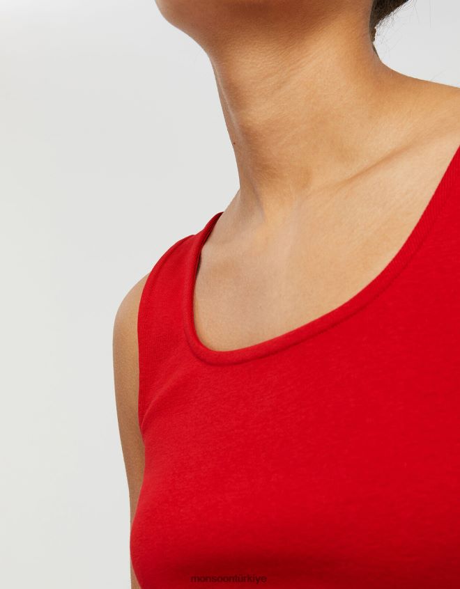 Monsoon kadınlar bridey kare yaka jarse yelek JH86BT1172 Giyim kırmızı