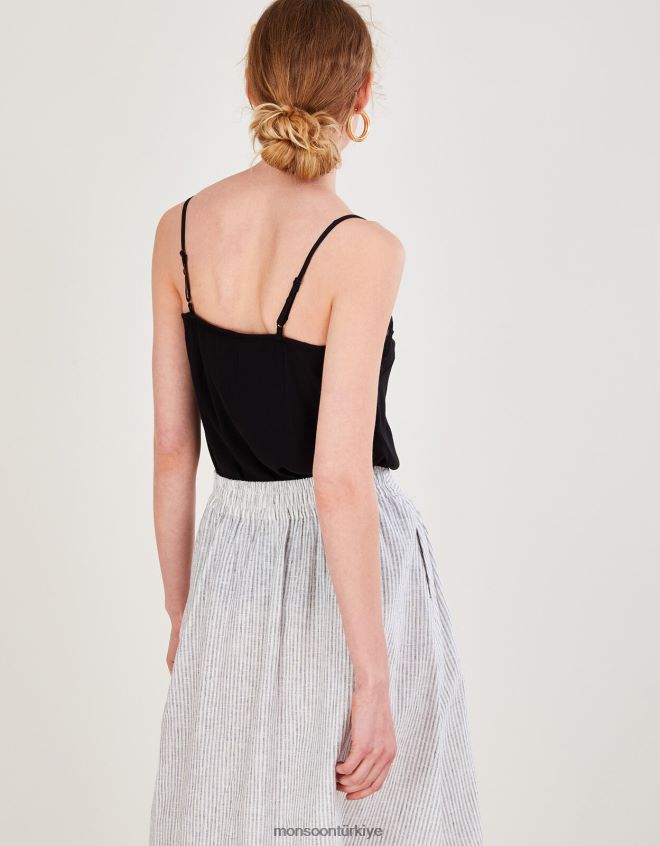 Monsoon kadınlar clara lenzing ecoverolu dantelli cami üstü JH86BT892 Giyim siyah