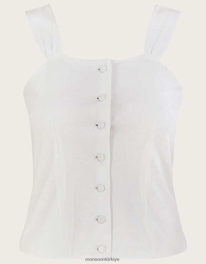 Monsoon kadınlar düğmeli cami üstü JH86BT300 Giyim fildişi