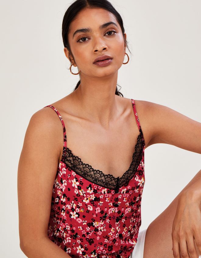 Monsoon kadınlar ditsy cami jarse üst JH86BT700 Giyim kırmızı