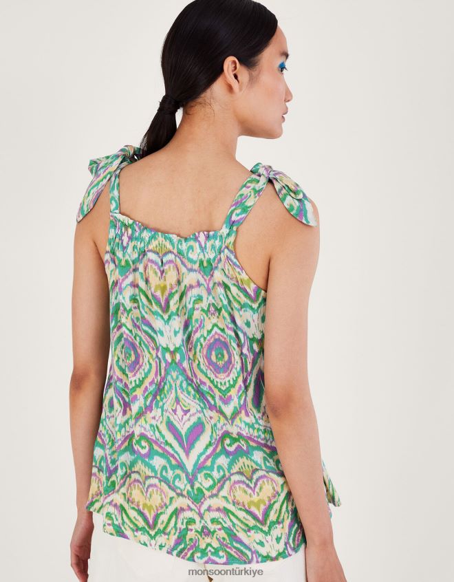 Monsoon kadınlar geometrik desenli kravat askılı cami JH86BT145 Giyim beyaz