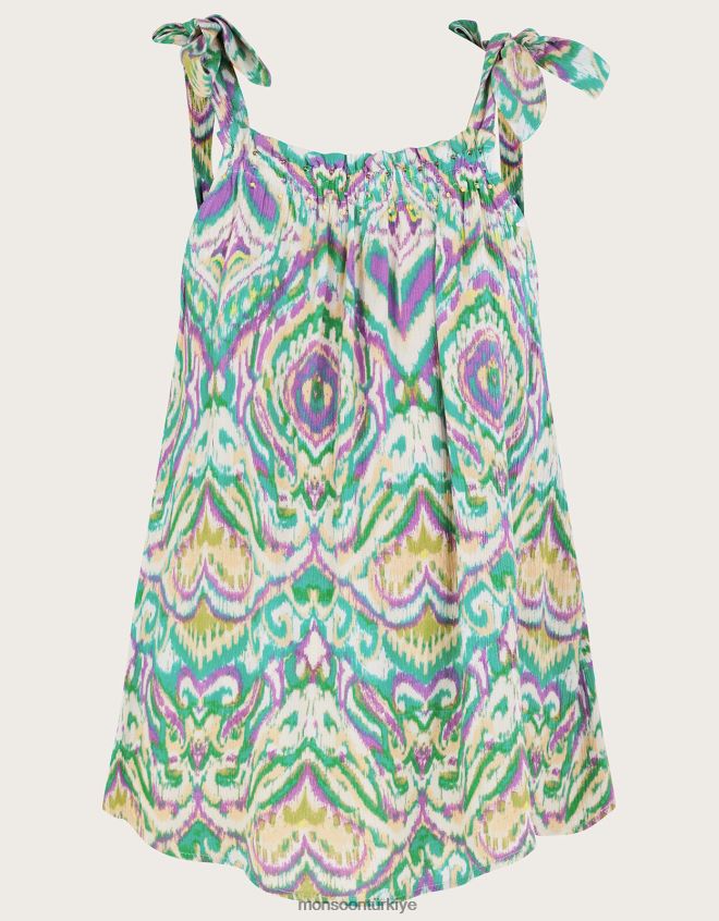 Monsoon kadınlar geometrik desenli kravat askılı cami JH86BT145 Giyim beyaz