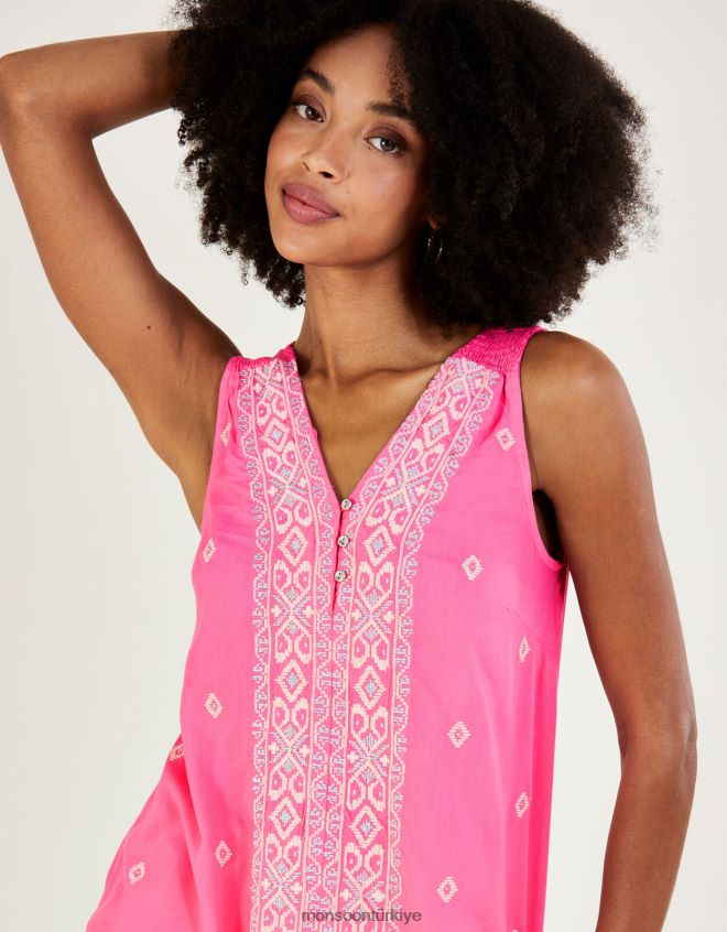 Monsoon kadınlar işlemeli geniş askılı yelek üst JH86BT1082 Giyim pembe