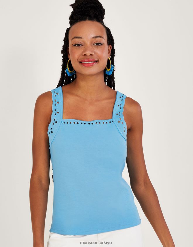 Monsoon kadınlar jarse kesimli cami kolsuz bluz JH86BT724 Giyim mavi