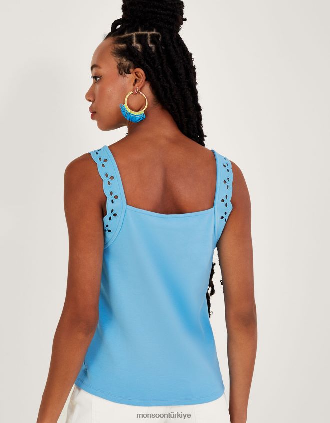 Monsoon kadınlar jarse kesimli cami kolsuz bluz JH86BT724 Giyim mavi