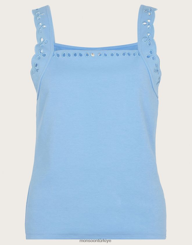 Monsoon kadınlar jarse kesimli cami kolsuz bluz JH86BT724 Giyim mavi