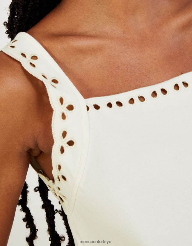 Monsoon kadınlar jarse kesimli cami kolsuz bluz JH86BT873 Giyim fildişi