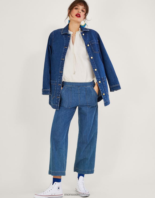 Monsoon kadınlar keten karışımlı lydie fırfırlı atlet JH86BT544 Giyim fildişi