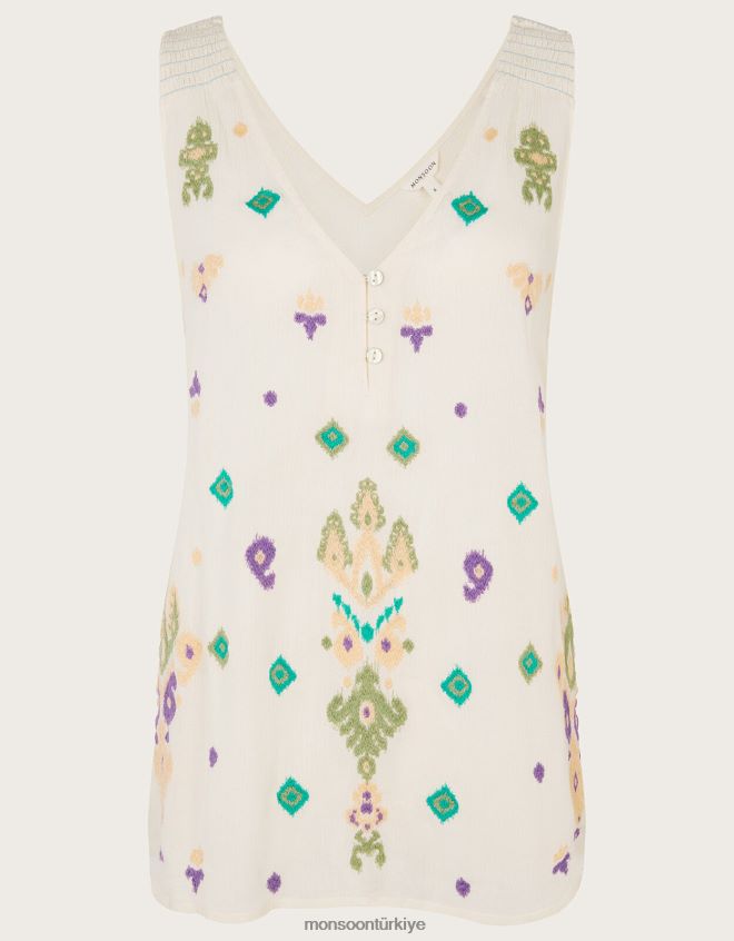 Monsoon kadınlar kolsuz işlemeli üst JH86BT185 Giyim beyaz