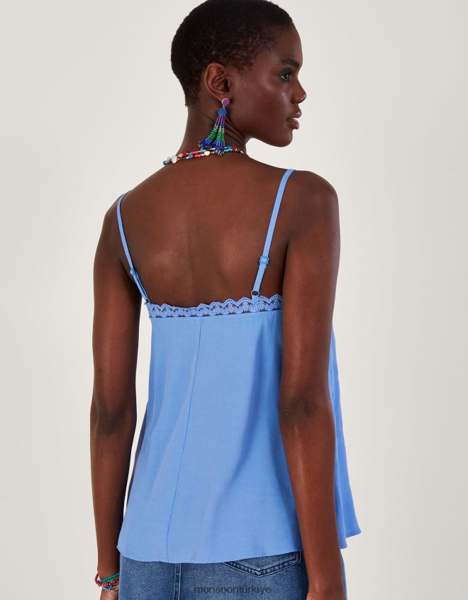 Monsoon kadınlar leila dantelli düğmeli cami üstü JH86BT486 Giyim mavi