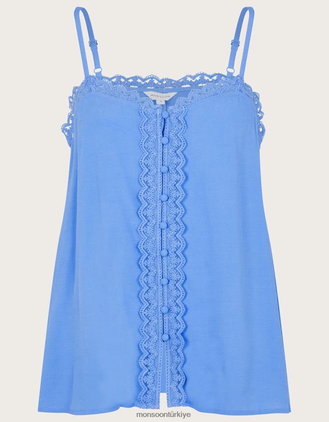 Monsoon kadınlar leila dantelli düğmeli cami üstü JH86BT486 Giyim mavi