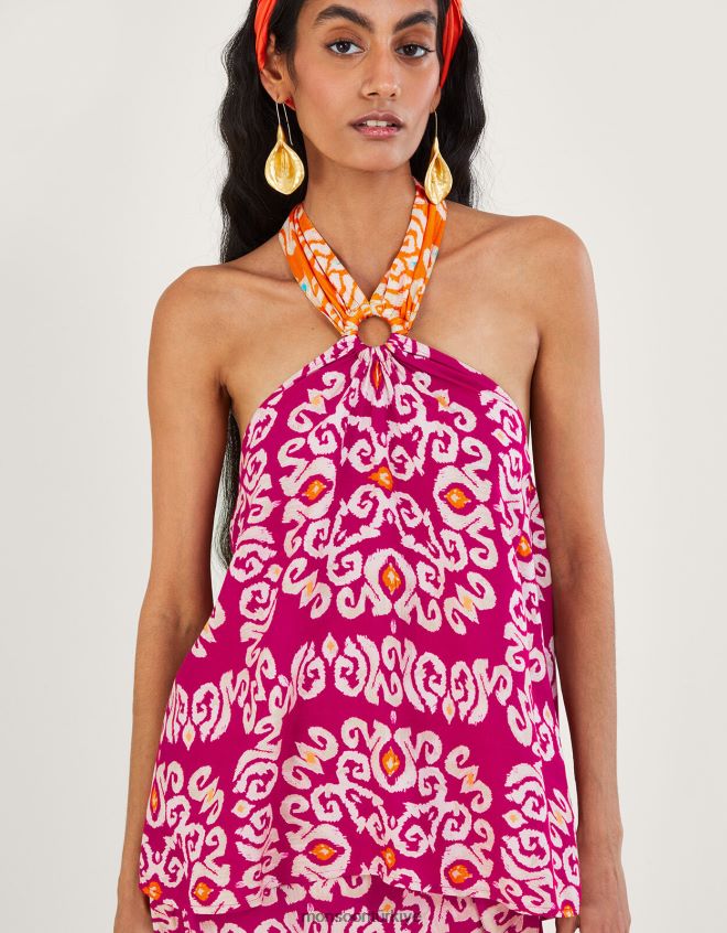 Monsoon kadınlar lenzing ecovero bandhani desenli yular halkalı cami üstü JH86BT278 Giyim pembe