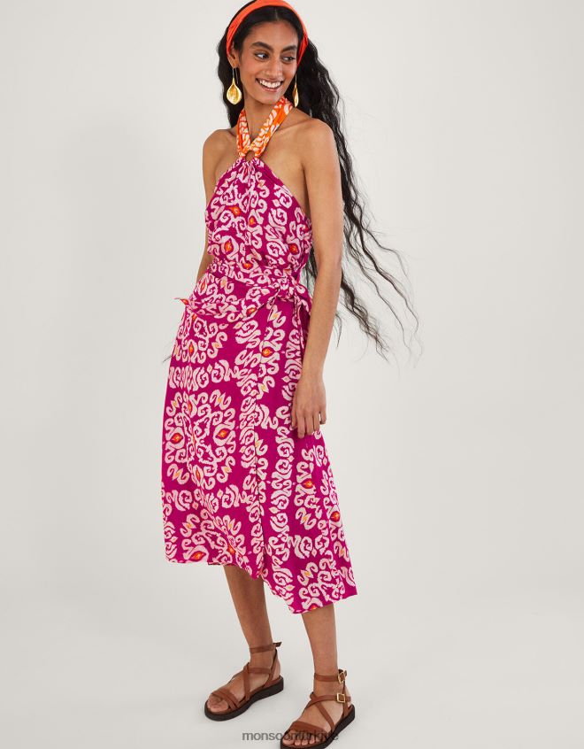 Monsoon kadınlar lenzing ecovero bandhani desenli yular halkalı cami üstü JH86BT278 Giyim pembe