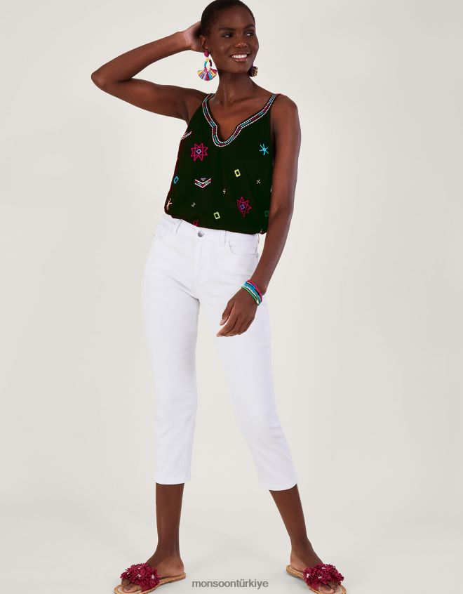 Monsoon kadınlar lenzing ecovero işlemeli motifli cami üstü JH86BT670 Giyim siyah