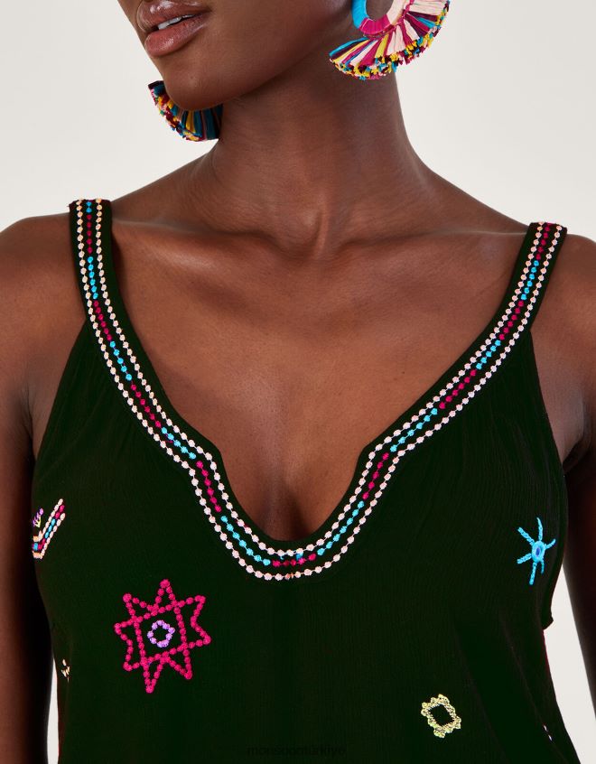 Monsoon kadınlar lenzing ecovero işlemeli motifli cami üstü JH86BT670 Giyim siyah