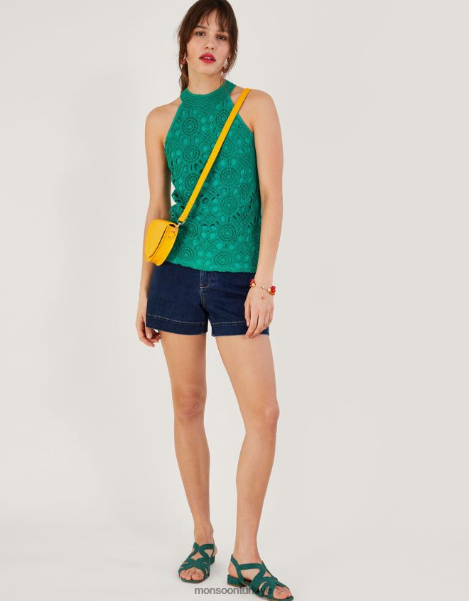 Monsoon kadınlar lenzing ecoverolu kolsuz tığ işi üst JH86BT247 Giyim yeşil