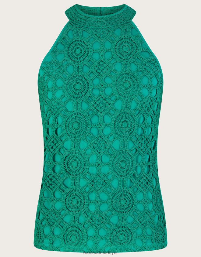 Monsoon kadınlar lenzing ecoverolu kolsuz tığ işi üst JH86BT247 Giyim yeşil