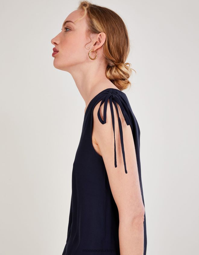 Monsoon kadınlar nyla lenzing ecoverolu kolsuz atlet JH86BT706 Giyim Mavi Donanma)