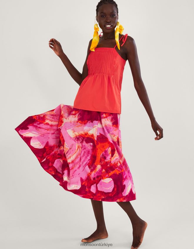 Monsoon kadınlar phoenix pilili cami üst JH86BT206 Giyim turuncu