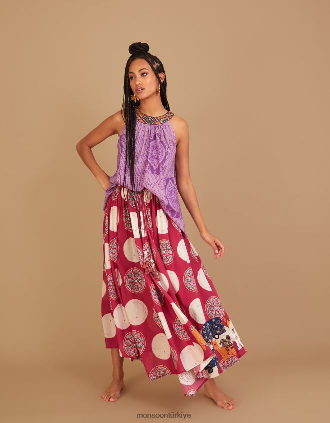 Monsoon kadınlar rabari işlemeli yular cami üst JH86BT323 Giyim mor (leylak)