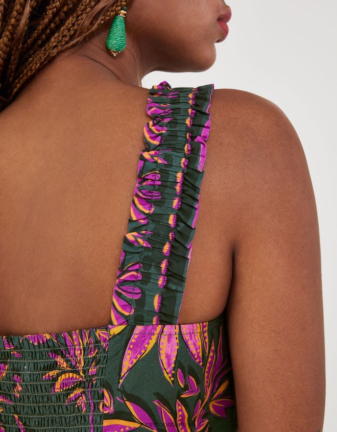 Monsoon kadınlar sürdürülebilir pamuktan pedra palmiye desenli cami üstü JH86BT325 Giyim yeşil (haki)